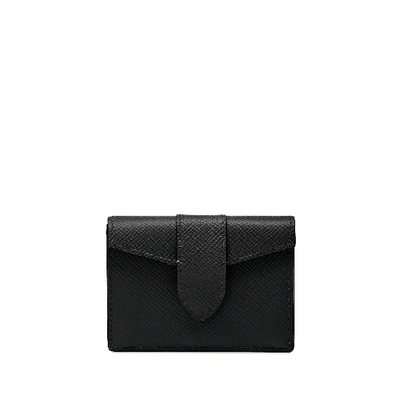 Smythson Panama Mini Trifold Purse In Black