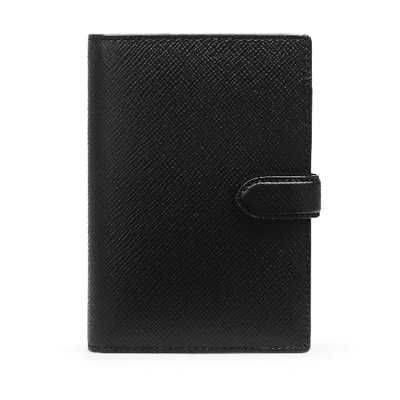 Smythson Passport Cover Wallet In Panama In Black