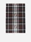 FENDI FF LOGO CHECK WOOL AND ANGORA SCARF