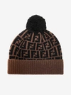 FENDI FF LOGO WOOL BEANIE