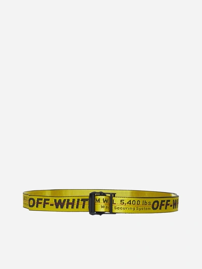 Off-white Classic Industrial Logo Jacquard Mini Belt In Yellow/black