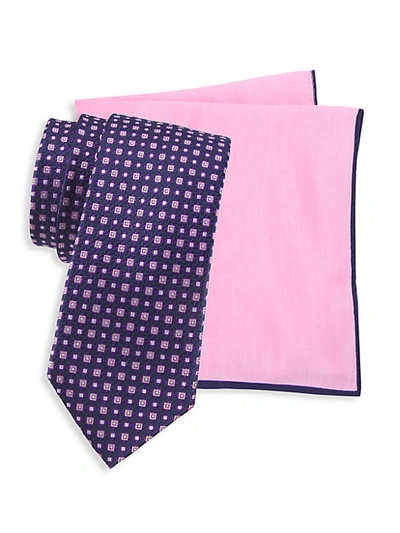 Ted Baker 2-piece Tie & Pocket Square Set In Navy