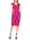 ALEXIA ADMOR FLORAL EMBROIDERED CAP-SLEEVE DRESS,0400012780547