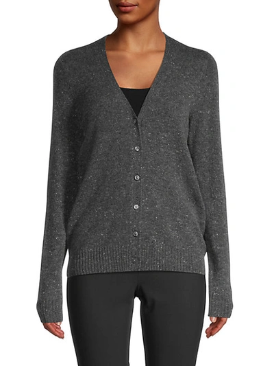 Saks Fifth Avenue V-neck Cashmere Cardigan Sweater In Dark Grey