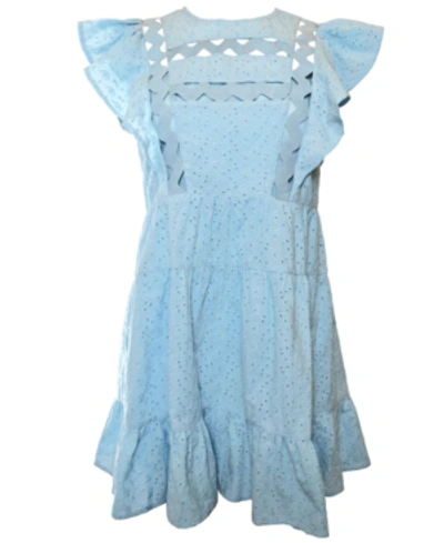 Rahi Cleo Ruffled Eyelet Cotton Dress In Light Blue