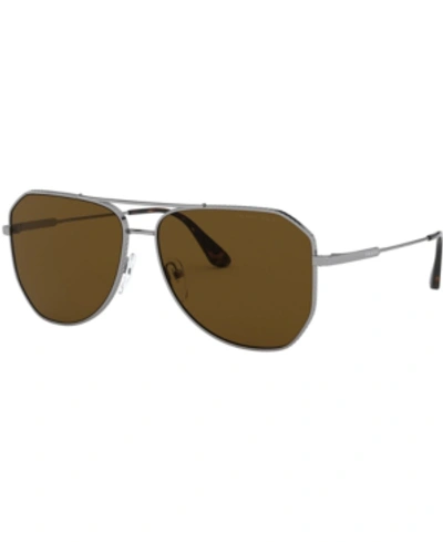 Prada Polarized Sunglasses, 0pr 63xs In Gunmetal/polar Brown