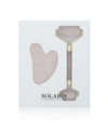 SOLARIS LABORATORIES NY ROSE QUARTZ DERMAL ROLLER AND GUA SHA 2 PIECE SET