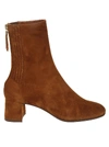 Aquazzura Camel Brown Saint Honore 50 Suede Ankle Boots In Cinnamon
