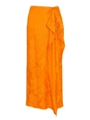 Attico Tie-detailed Draped Satin-jacquard Midi Skirt