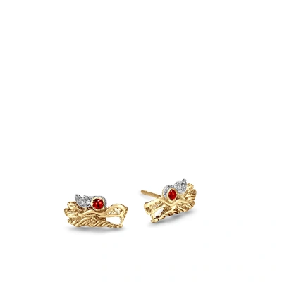 John Hardy Legends Naga 6x12mm Stud Earring In Ruby