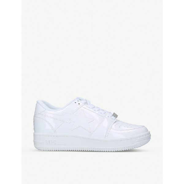 a bathing ape bapesta low white grey