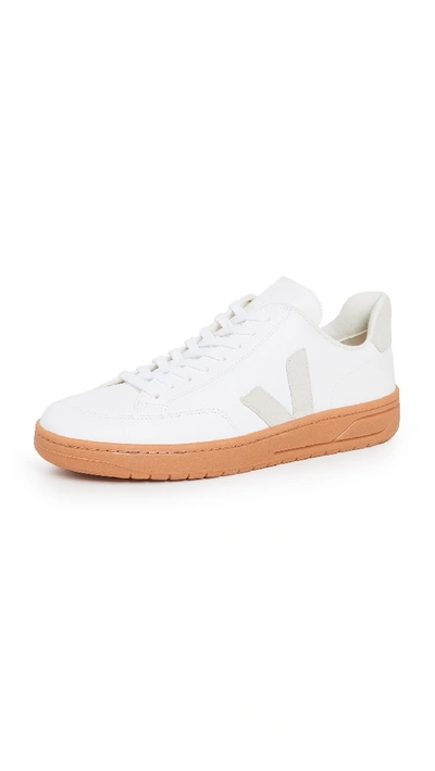 Veja V-12 Suede-trimmed Leather Trainers In White