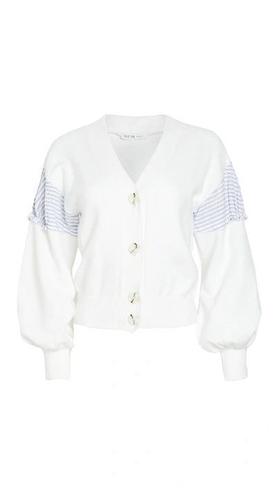 Adeam Ruched Cardigan In White
