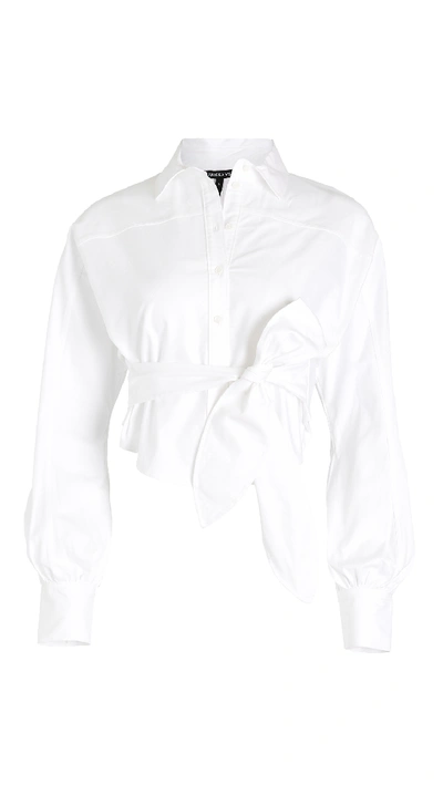 Marissa Webb Emmerson Tie-waist Oxford Shirt In White