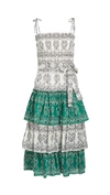 Tory Burch Bandana Print Ruffle Cover-up Dress In Ivory/green Americana Bandana