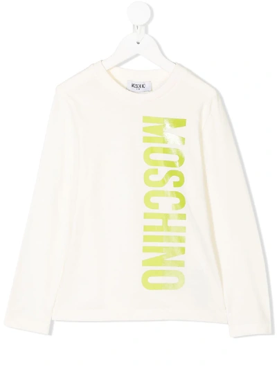 Moschino Kids' Logo Printed T-shirt In Neutrals