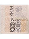 Loewe Fringed Printed Wool, Silk And Cashmere-blend Scarf In Neutrals