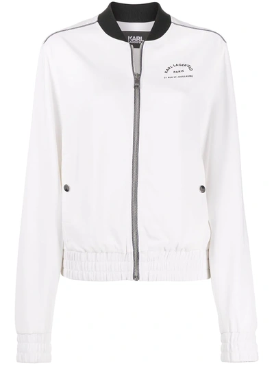 Karl Lagerfeld Bomber Jacket With Logo Tape In White