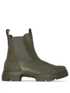 Ganni Womens Khaki City Recycled Rubber-blend Chelsea Boots