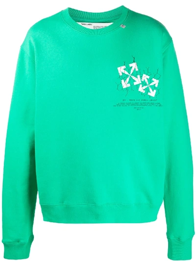 Off-white Fence Arrows Print Sweatshirt In Green