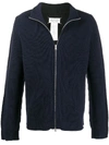 MAISON MARGIELA RIBBED ZIP-UP TWO-TONE CARDIGAN