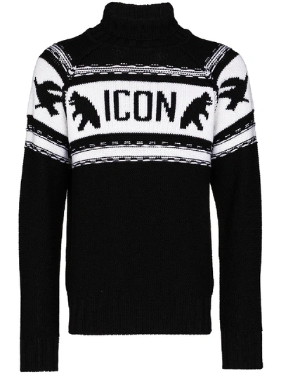 Dsquared2 Icon Roll Neck Jumper In Black