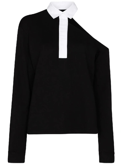 Rta Marla 镂空设计橄榄球衫 In Black