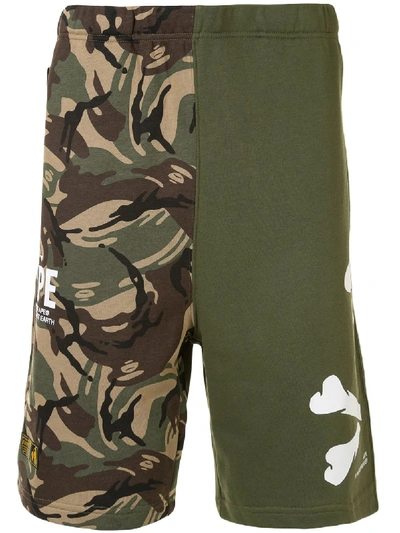 Aape By A Bathing Ape Camouflage Track Shorts In Multicolour
