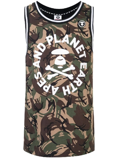 Aape By A Bathing Ape Camouflage Print Tank Top In Green