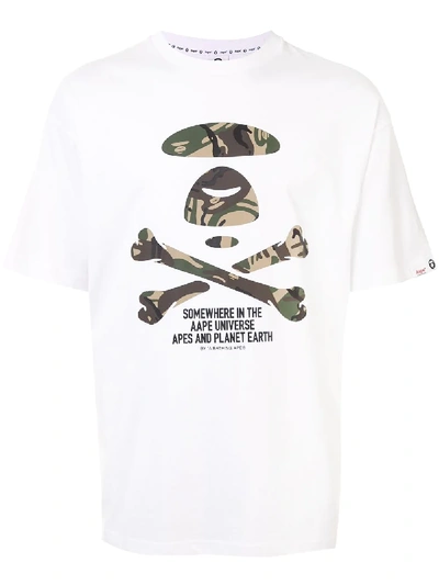 Aape By A Bathing Ape Camouflage Graphic Print T-shirt In White