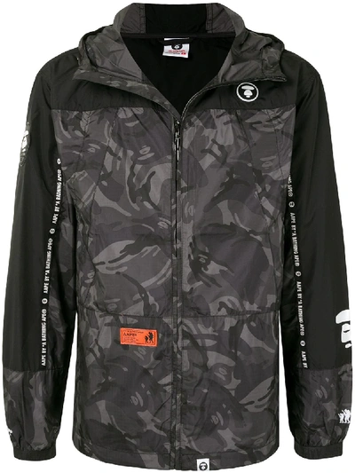 Aape By A Bathing Ape Camouflage Print Hooded Jacket In Black