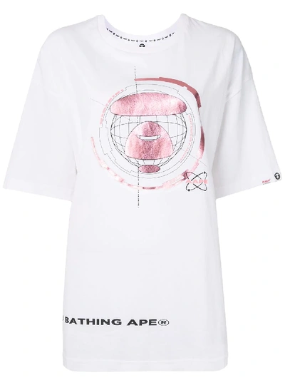 Aape By A Bathing Ape Oversize Printed Logo T-shirt In White