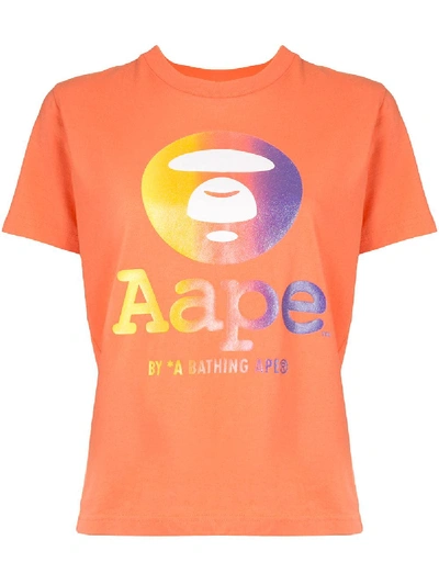 Aape By A Bathing Ape 渐色logo短袖t恤 In Orange