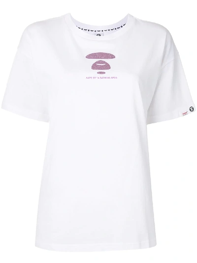 Aape By A Bathing Ape Logo后置印花t恤 In White