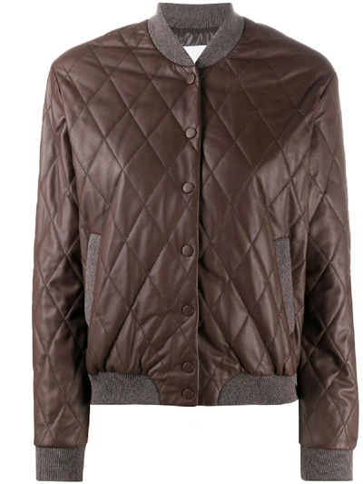 Fabiana Filippi Quilted Bomber Jacket In Brown