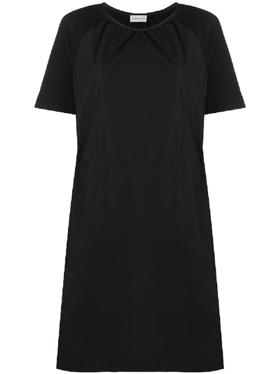 Moncler Short Sleeve Poplin Dress In Black