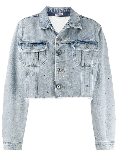 Miu Miu Embellished Denim Jacket In Blau