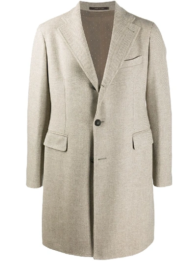 Tagliatore Single-breasted Wool Coat In Neutrals