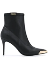 VERSACE JEANS COUTURE METAL-TIPPED ANKLE BOOTS