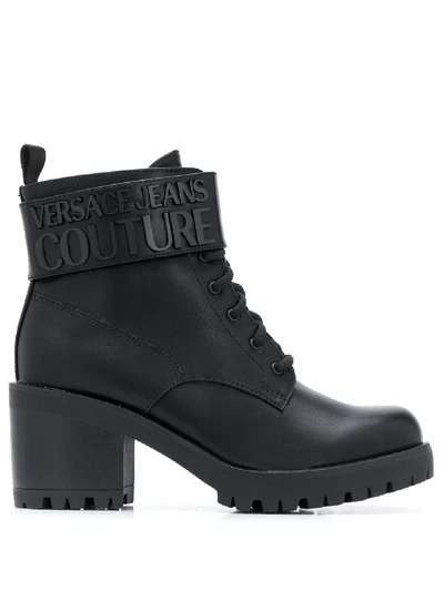 Versace Jeans Couture Chunky Heel Ankle Boots In Black