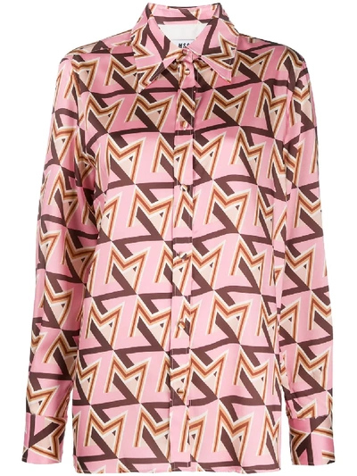 Msgm All-over Printed Shirt In Pink