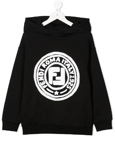 Fendi Teen Roma Italy 1925 Hoodie In Black