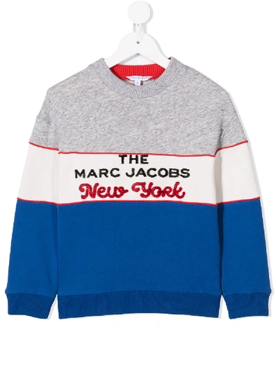 Marc Jacobs Kids' Multicolor Sweatshirt For Boy With Black Logo In Blue