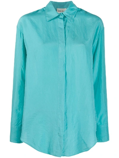 Forte Forte Concealed Fastening Silk Shirt In Blue