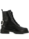 Sergio Rossi Buckle-embellished Combat Boots In Black