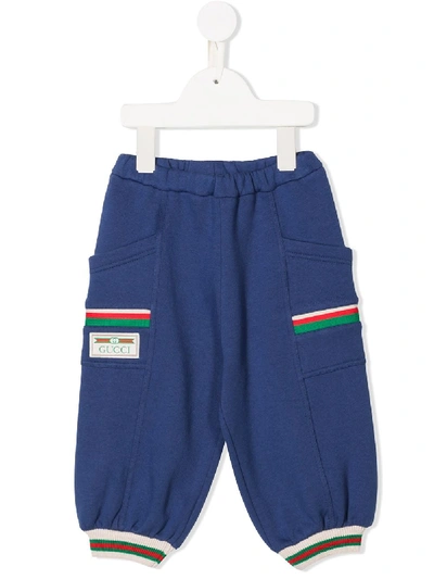 Gucci Babies' Elasticated Waist Track Trousers In Blue