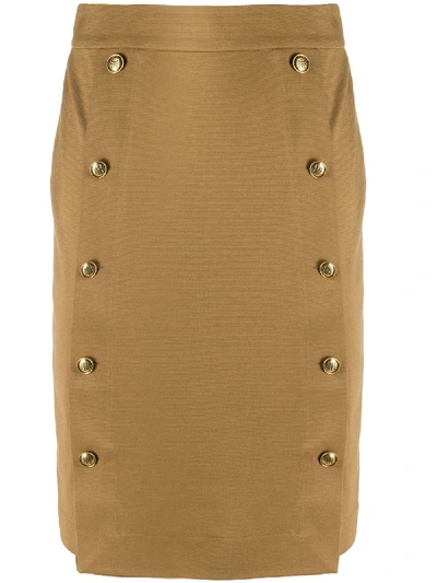 Givenchy Button-embellished Pencil Skirt In Brown