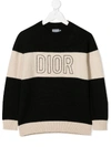 BABY DIOR LOGO EMBROIDERED STRIPED JUMPER