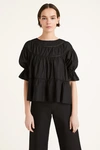 Merlette Sol Tiered Pima Cotton-lawn Blouse In Black