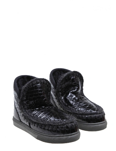 Mou Women's Leather Ankle Boots Booties Eskimo Sneaker In Black